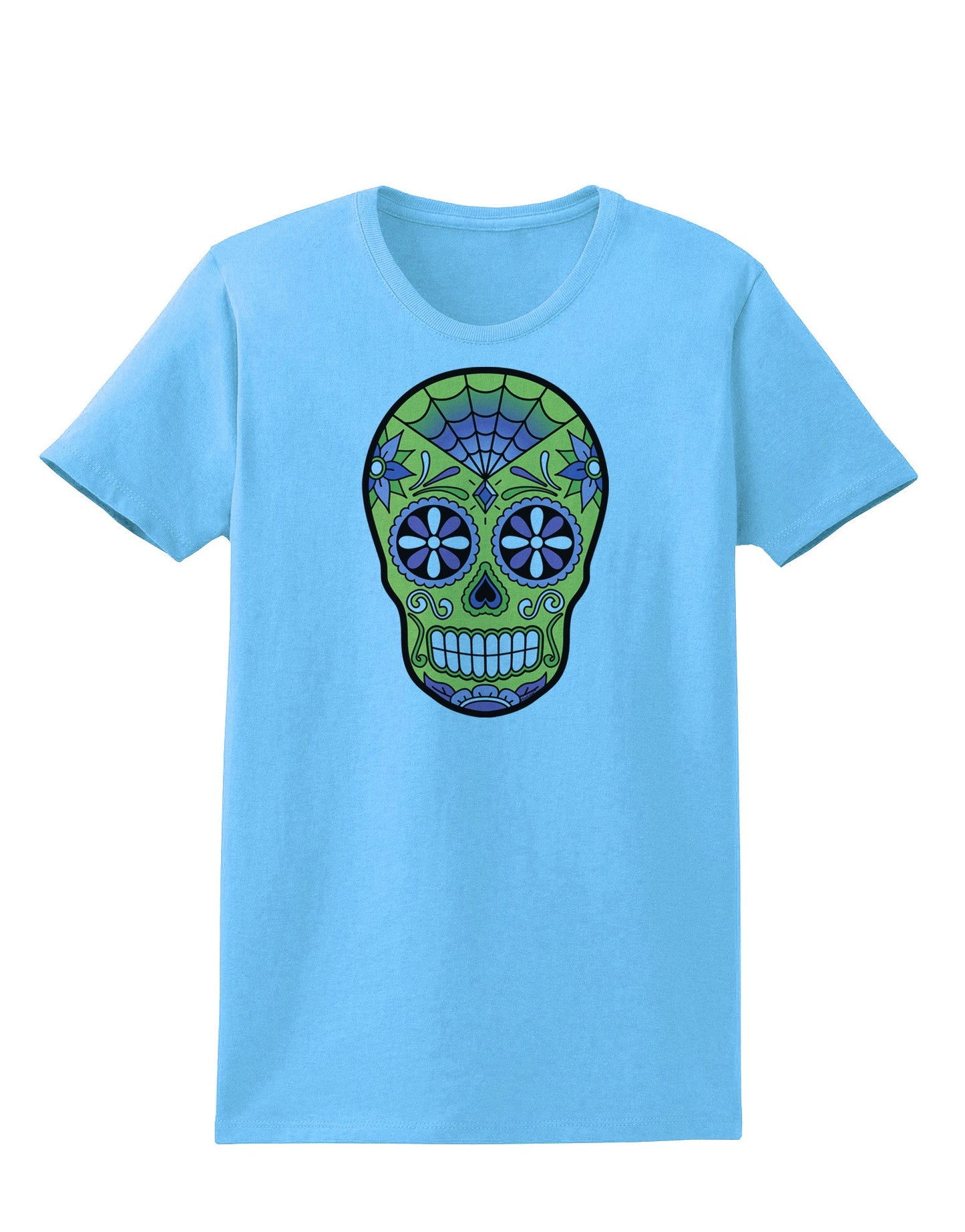 Version 7 Poison Day of the Dead Calavera Womens T-Shirt-Womens T-Shirt-TooLoud-Aquatic-Blue-X-Small-Davson Sales