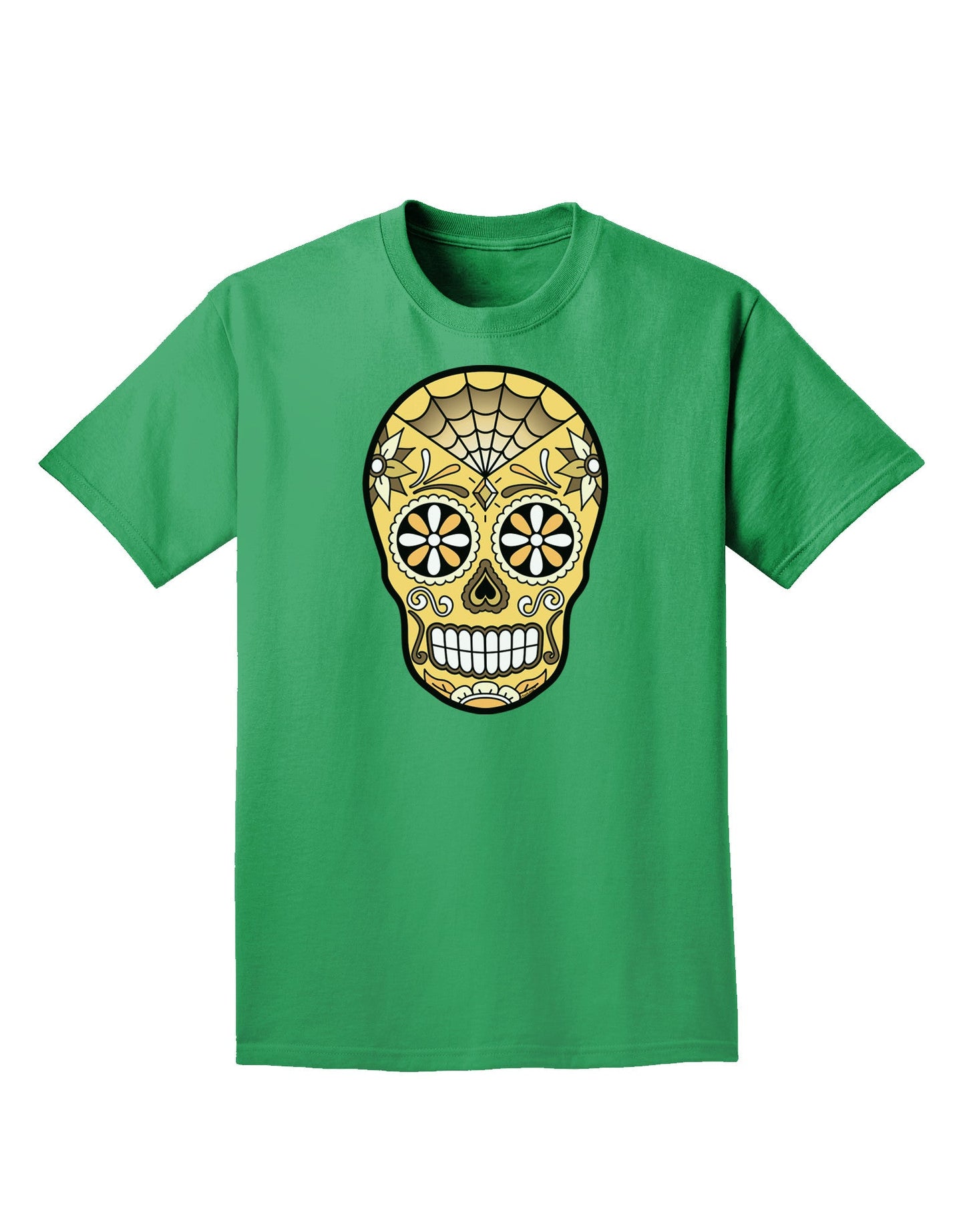 Version 8 Gold Day of the Dead Calavera Adult Dark T-Shirt-Mens T-Shirt-TooLoud-Kelly-Green-Small-Davson Sales