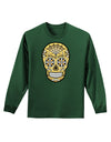 Version 8 Gold Day of the Dead Calavera Adult Long Sleeve Dark T-Shirt-TooLoud-Dark-Green-Small-Davson Sales