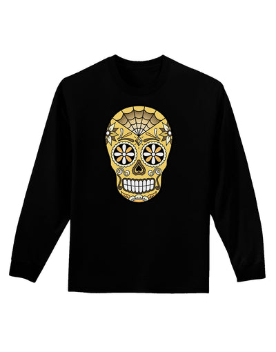 Version 8 Gold Day of the Dead Calavera Adult Long Sleeve Dark T-Shirt-TooLoud-Black-Small-Davson Sales