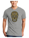 Version 8 Gold Day of the Dead Calavera Adult V-Neck T-shirt-Mens V-Neck T-Shirt-TooLoud-HeatherGray-Small-Davson Sales