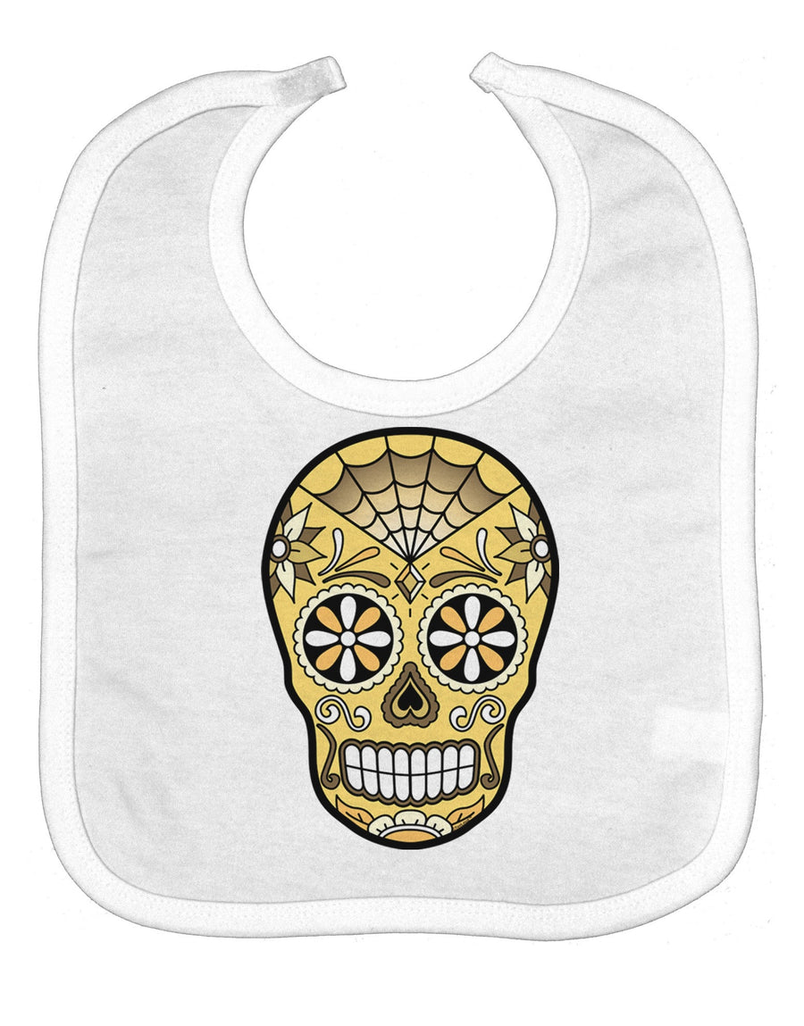 Version 8 Gold Day of the Dead Calavera Baby Bib