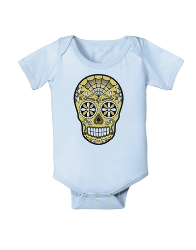 Version 8 Gold Day of the Dead Calavera Baby Romper Bodysuit-Baby Romper-TooLoud-Light-Blue-06-Months-Davson Sales