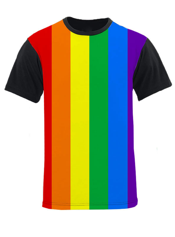 Vertical Gay Pride Rainbow Black Back and Sleeve T-Shirt by NDS Wear-Mens T-Shirt-ND-Small-Davson Sales