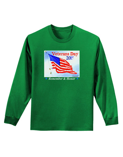 Veterans Day 2015 WaterColor Adult Long Sleeve Dark T-Shirt-TooLoud-Kelly-Green-Small-Davson Sales