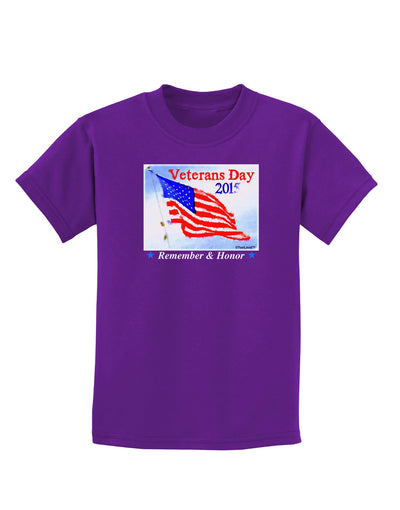 Veterans Day 2015 WaterColor Childrens Dark T-Shirt-Childrens T-Shirt-TooLoud-Purple-X-Small-Davson Sales