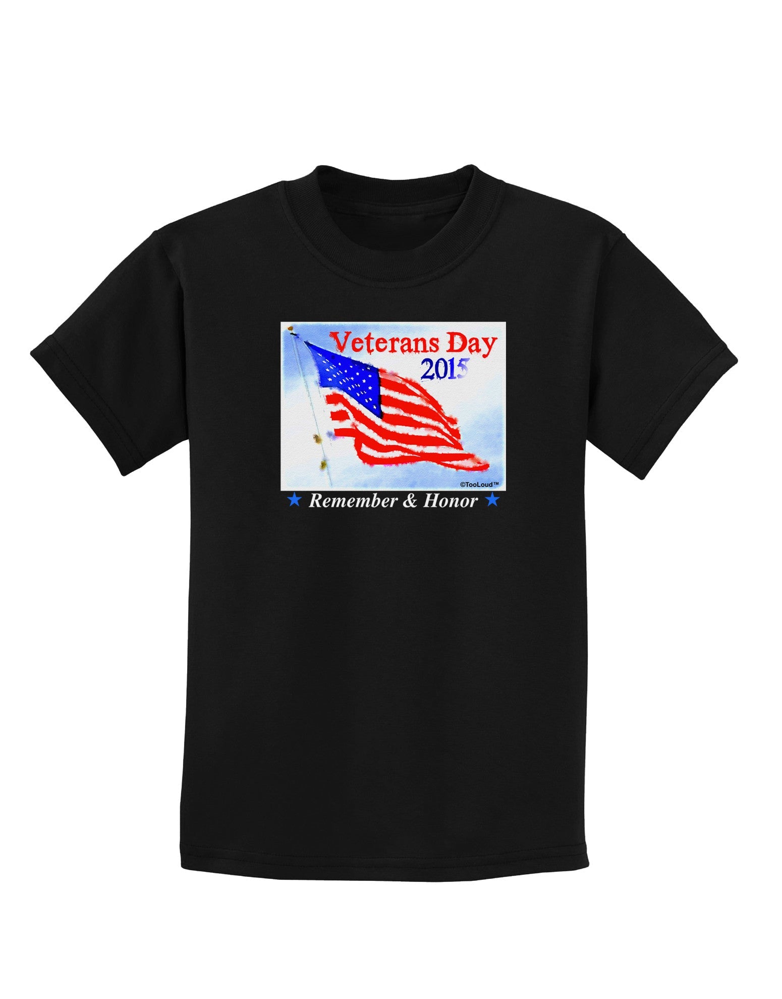 Veterans Day 2015 WaterColor Childrens Dark T-Shirt-Childrens T-Shirt-TooLoud-Black-X-Small-Davson Sales