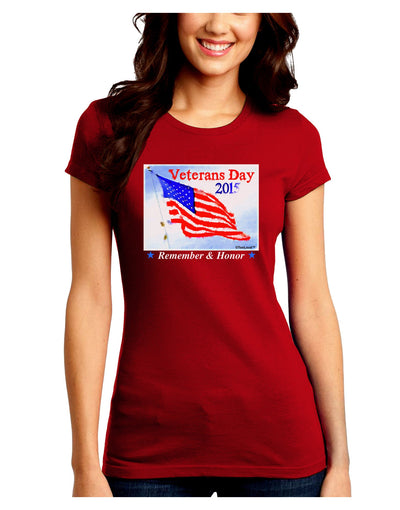 Veterans Day 2015 WaterColor Juniors Crew Dark T-Shirt-T-Shirts Juniors Tops-TooLoud-Red-Juniors Fitted Small-Davson Sales