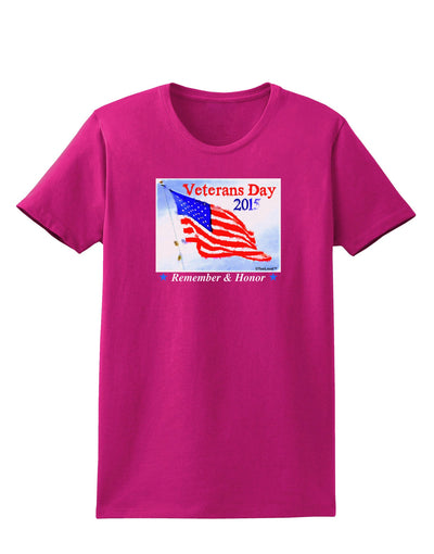 Veterans Day 2015 WaterColor Womens Dark T-Shirt-TooLoud-Hot-Pink-Small-Davson Sales