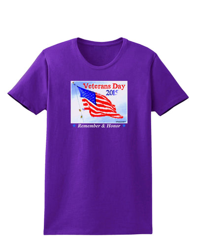 Veterans Day 2015 WaterColor Womens Dark T-Shirt-TooLoud-Purple-X-Small-Davson Sales