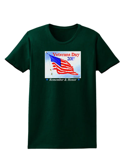 Veterans Day 2015 WaterColor Womens Dark T-Shirt-TooLoud-Forest-Green-Small-Davson Sales