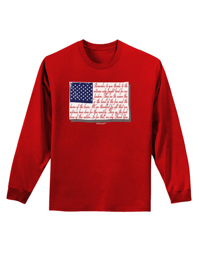 Veterans Scripted Flag Adult Long Sleeve Dark T-Shirt-TooLoud-Red-Small-Davson Sales