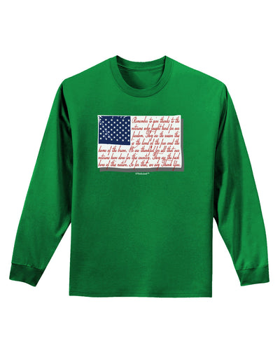 Veterans Scripted Flag Adult Long Sleeve Dark T-Shirt-TooLoud-Kelly-Green-Small-Davson Sales