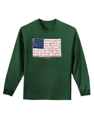 Veterans Scripted Flag Adult Long Sleeve Dark T-Shirt-TooLoud-Dark-Green-Small-Davson Sales