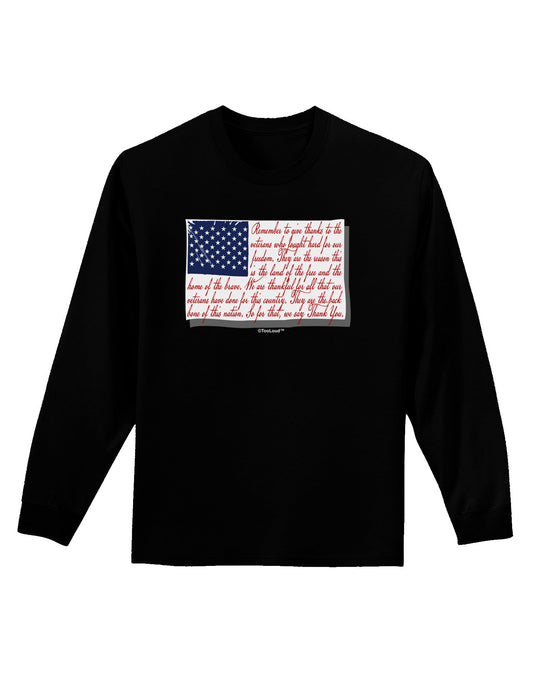 Veterans Scripted Flag Adult Long Sleeve Dark T-Shirt-TooLoud-Black-Small-Davson Sales