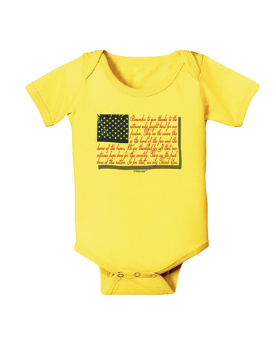 Veterans Scripted Flag Baby Romper Bodysuit-Baby Romper-TooLoud-Yellow-06-Months-Davson Sales