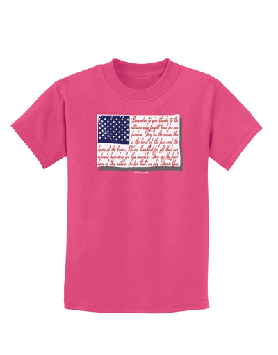 Veterans Scripted Flag Childrens Dark T-Shirt-Childrens T-Shirt-TooLoud-Sangria-X-Small-Davson Sales