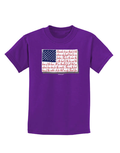 Veterans Scripted Flag Childrens Dark T-Shirt-Childrens T-Shirt-TooLoud-Purple-X-Small-Davson Sales