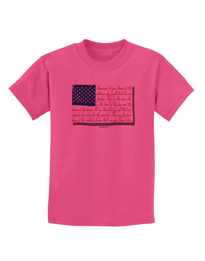 Veterans Scripted Flag Childrens T-Shirt-Childrens T-Shirt-TooLoud-Sangria-X-Small-Davson Sales