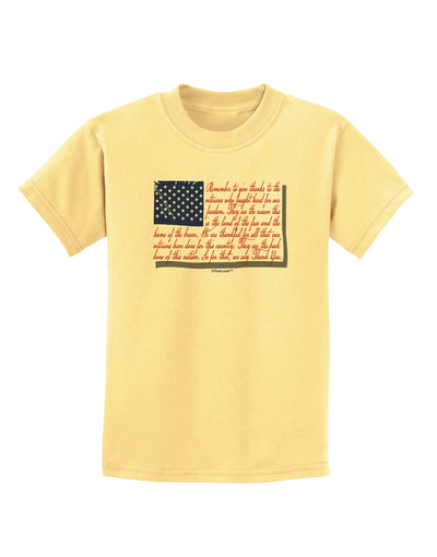 Veterans Scripted Flag Childrens T-Shirt-Childrens T-Shirt-TooLoud-Daffodil-Yellow-X-Small-Davson Sales