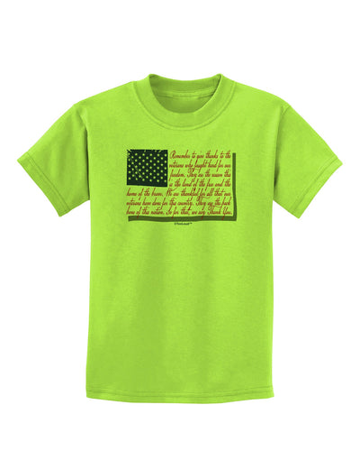 Veterans Scripted Flag Childrens T-Shirt-Childrens T-Shirt-TooLoud-Lime-Green-X-Small-Davson Sales