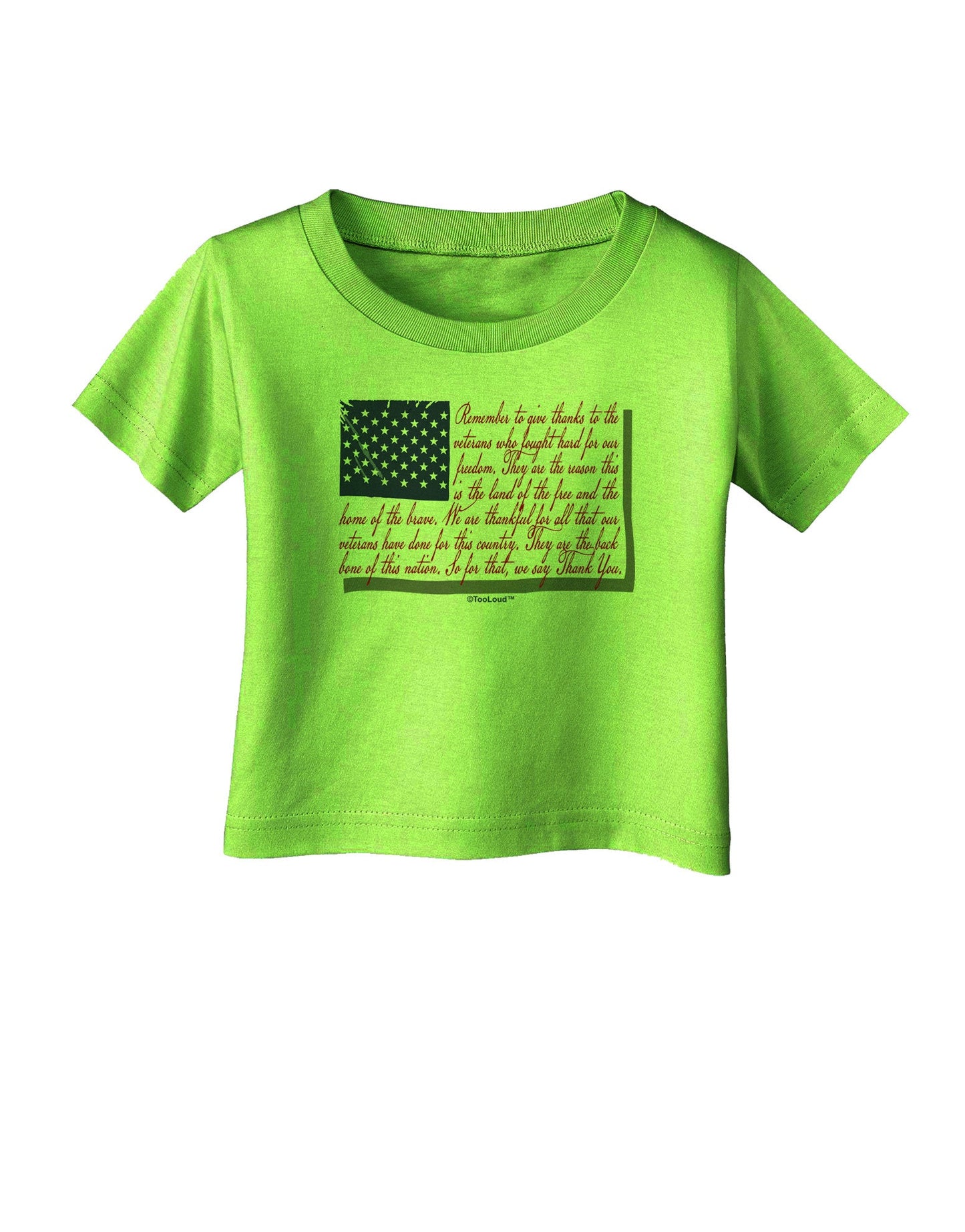 Veterans Scripted Flag Infant T-Shirt-Infant T-Shirt-TooLoud-Lime-Green-06-Months-Davson Sales