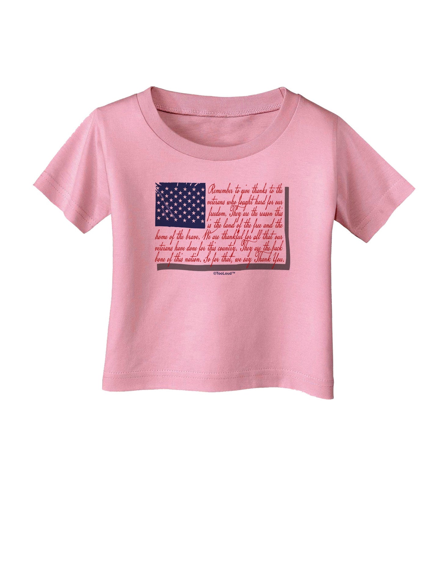 Veterans Scripted Flag Infant T-Shirt-Infant T-Shirt-TooLoud-Candy-Pink-06-Months-Davson Sales