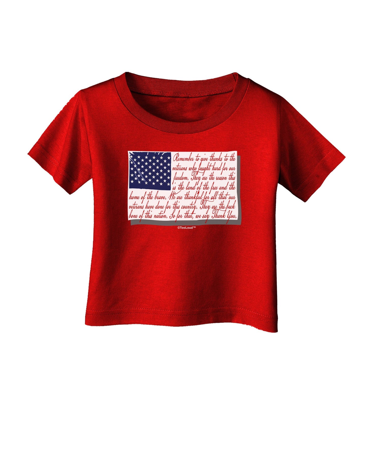 Veterans Scripted Flag Infant T-Shirt Dark-Infant T-Shirt-TooLoud-Red-06-Months-Davson Sales