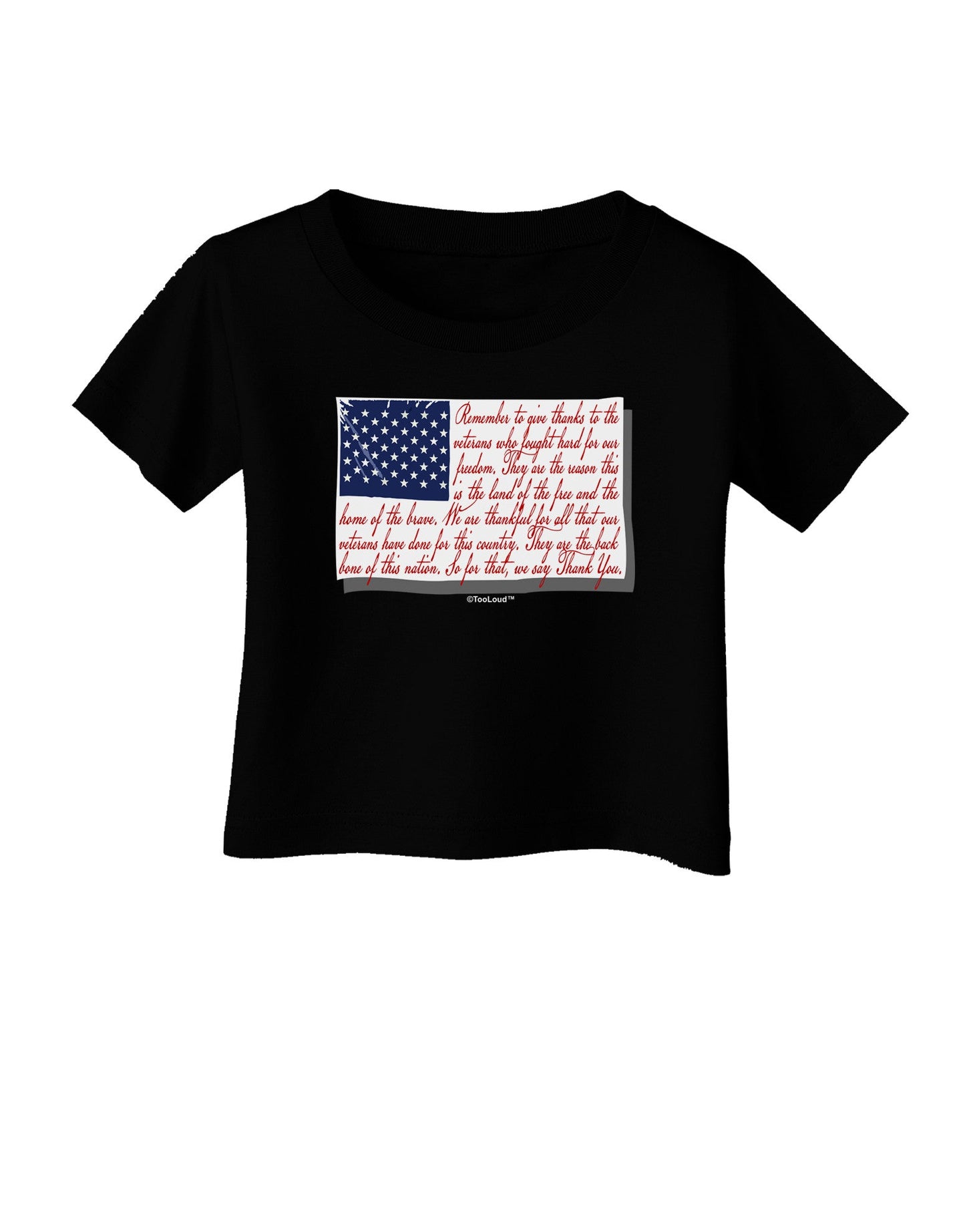 Veterans Scripted Flag Infant T-Shirt Dark-Infant T-Shirt-TooLoud-Black-06-Months-Davson Sales