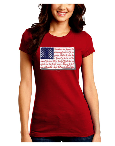 Veterans Scripted Flag Juniors Crew Dark T-Shirt-T-Shirts Juniors Tops-TooLoud-Red-Juniors Fitted Small-Davson Sales