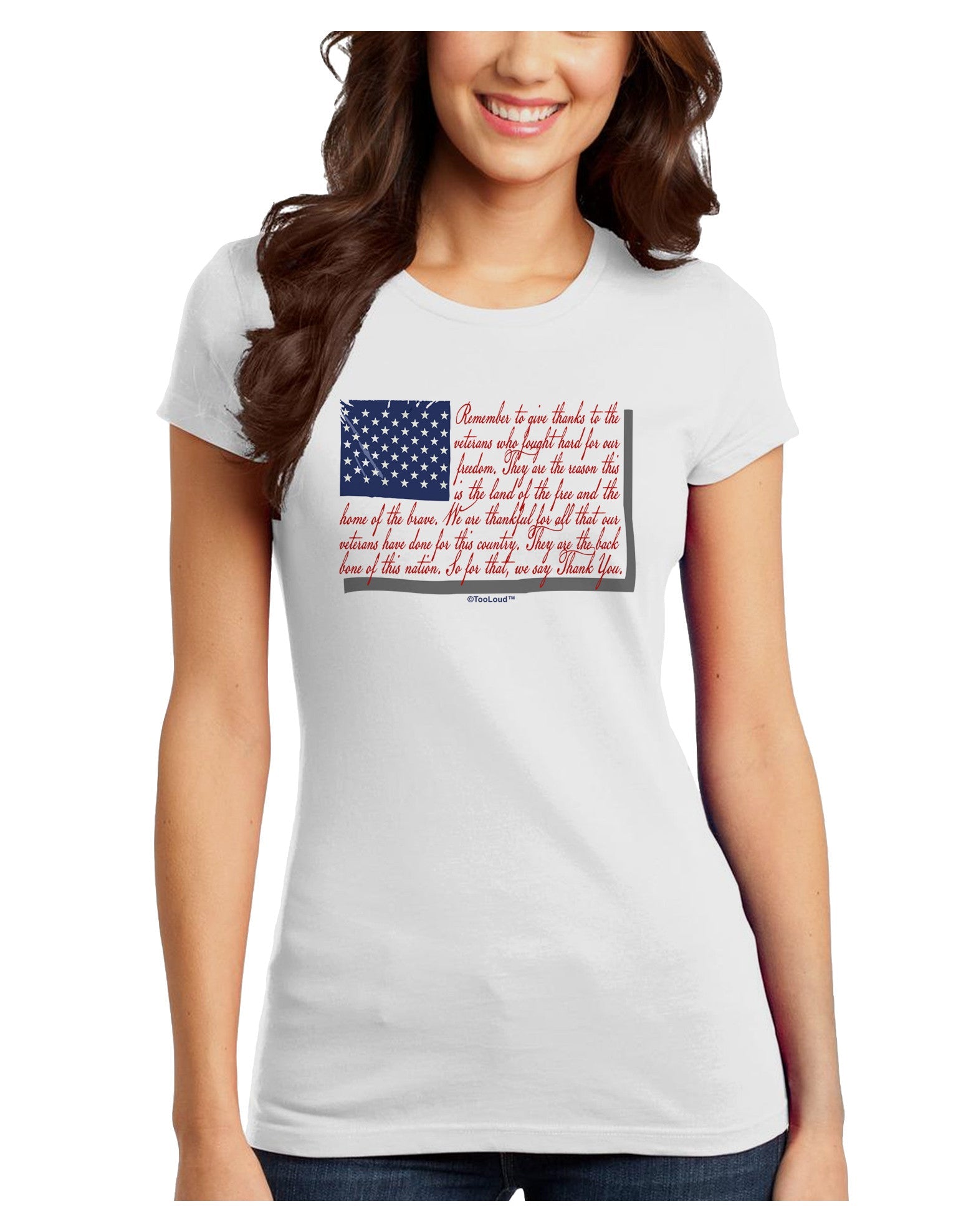 Veterans Scripted Flag Juniors T-Shirt-Womens Juniors T-Shirt-TooLoud-White-Juniors Fitted X-Small-Davson Sales