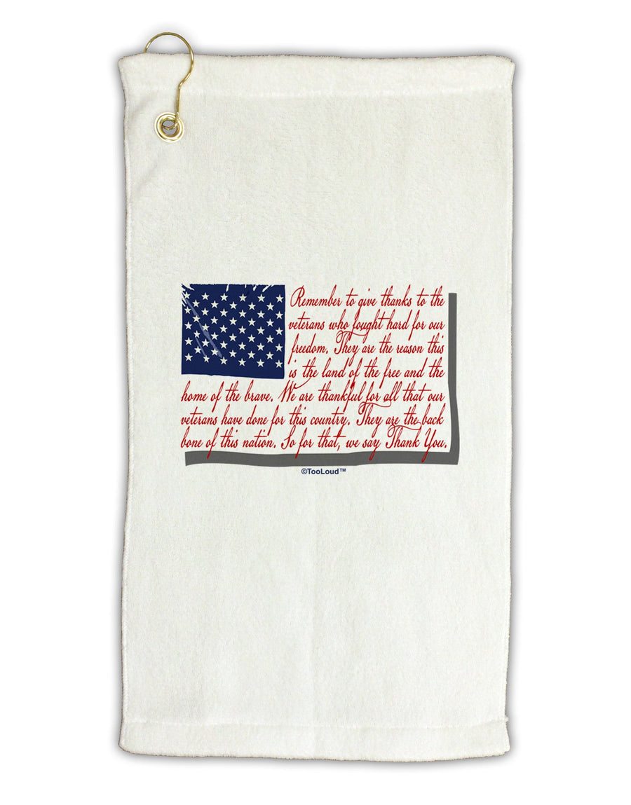 Veterans Scripted Flag Micro Terry Gromet Golf Towel 16 x 25 inch-Golf Towel-TooLoud-White-Davson Sales