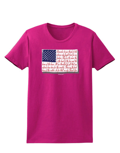 Veterans Scripted Flag Womens Dark T-Shirt-TooLoud-Hot-Pink-Small-Davson Sales