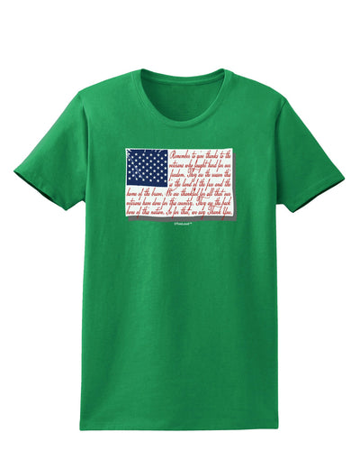 Veterans Scripted Flag Womens Dark T-Shirt-TooLoud-Kelly-Green-X-Small-Davson Sales