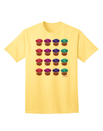 Vibrant Cupcake Patterned Adult T-Shirt Offered by TooLoud-Mens T-shirts-TooLoud-Yellow-Small-Davson Sales