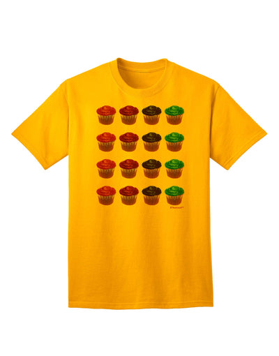 Vibrant Cupcake Patterned Adult T-Shirt Offered by TooLoud-Mens T-shirts-TooLoud-Gold-Small-Davson Sales