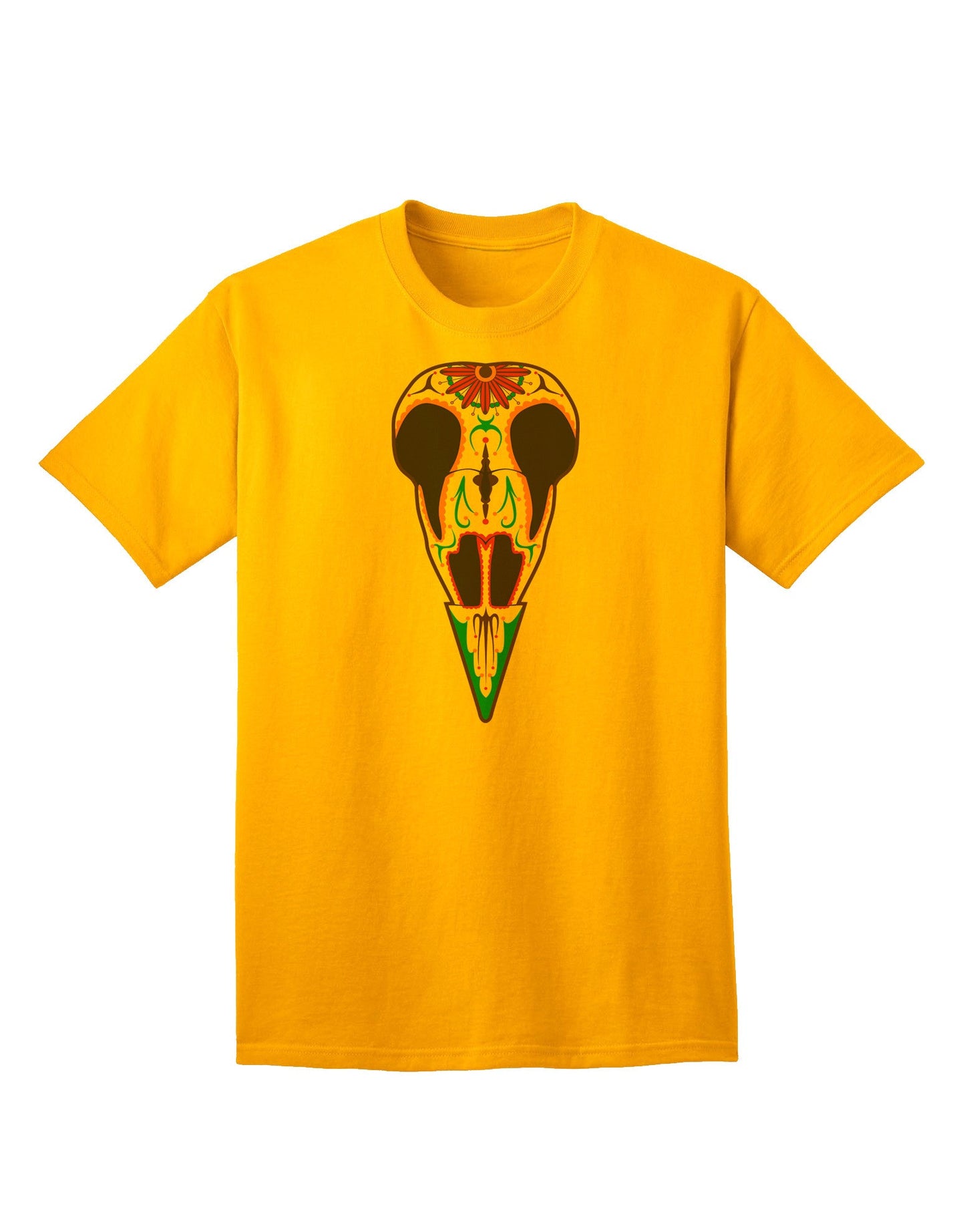Vibrant Mystic Bird Skull Calavera: Day of the Dead Adult T-Shirt Collection-Mens T-shirts-TooLoud-Gold-Small-Davson Sales