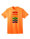 Vibrant Spectrum: Adult T-Shirt Featuring Colorful Rainbow Mustaches-Mens T-shirts-TooLoud-Neon-Orange-Small-Davson Sales