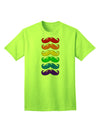 Vibrant Spectrum: Adult T-Shirt Featuring Colorful Rainbow Mustaches-Mens T-shirts-TooLoud-Neon-Green-Small-Davson Sales