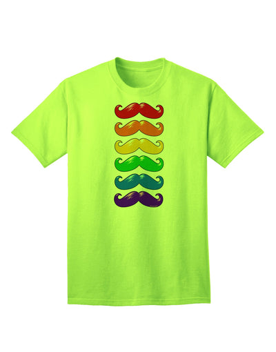 Vibrant Spectrum: Adult T-Shirt Featuring Colorful Rainbow Mustaches-Mens T-shirts-TooLoud-Neon-Green-Small-Davson Sales