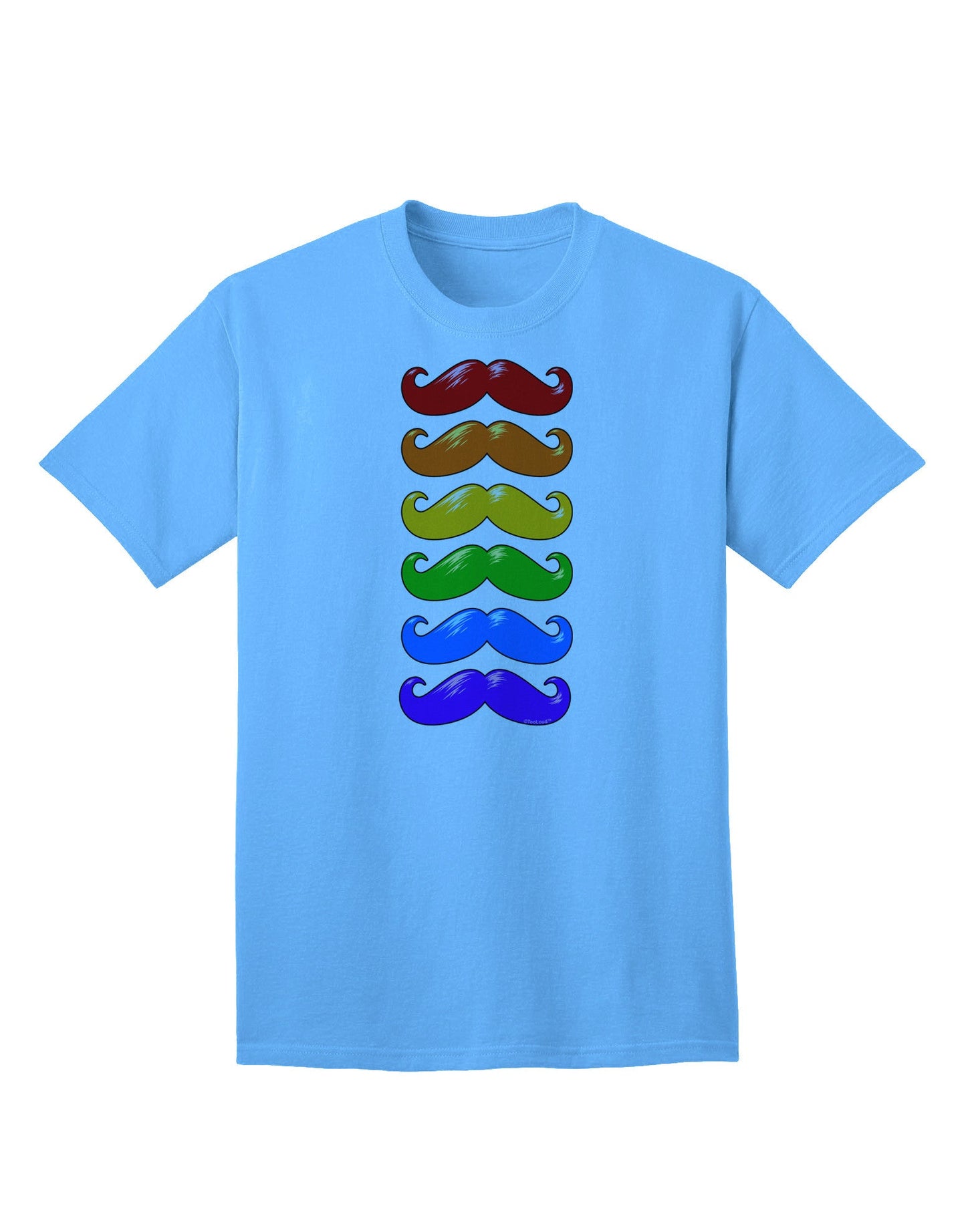 Vibrant Spectrum: Adult T-Shirt Featuring Colorful Rainbow Mustaches-Mens T-shirts-TooLoud-Aquatic-Blue-Small-Davson Sales