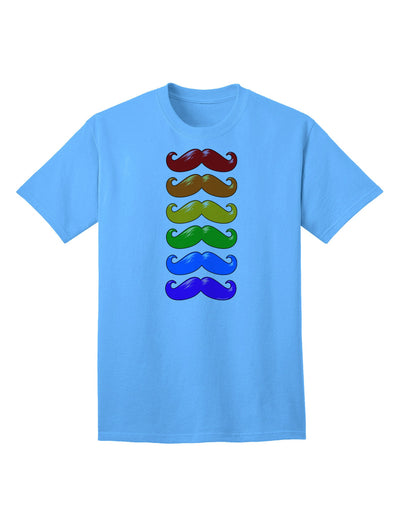 Vibrant Spectrum: Adult T-Shirt Featuring Colorful Rainbow Mustaches-Mens T-shirts-TooLoud-Aquatic-Blue-Small-Davson Sales