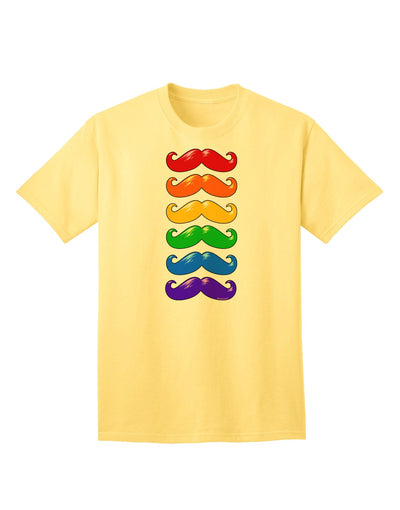 Vibrant Spectrum: Adult T-Shirt Featuring Colorful Rainbow Mustaches-Mens T-shirts-TooLoud-Yellow-Small-Davson Sales