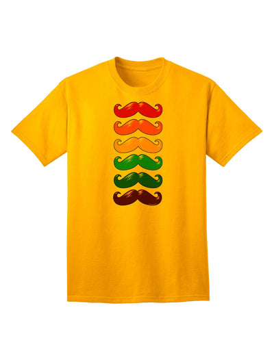 Vibrant Spectrum: Adult T-Shirt Featuring Colorful Rainbow Mustaches-Mens T-shirts-TooLoud-Gold-Small-Davson Sales