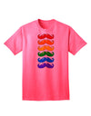 Vibrant Spectrum: Adult T-Shirt Featuring Colorful Rainbow Mustaches-Mens T-shirts-TooLoud-Neon-Pink-Small-Davson Sales