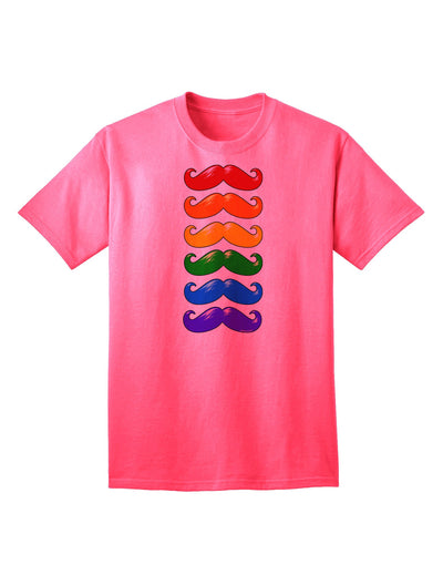 Vibrant Spectrum: Adult T-Shirt Featuring Colorful Rainbow Mustaches-Mens T-shirts-TooLoud-Neon-Pink-Small-Davson Sales