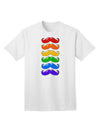 Vibrant Spectrum: Adult T-Shirt Featuring Colorful Rainbow Mustaches-Mens T-shirts-TooLoud-White-Small-Davson Sales