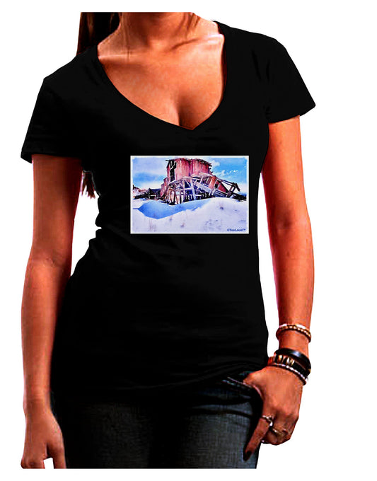 Victor Mines Colorado Watercolor Juniors V-Neck Dark T-Shirt-Womens V-Neck T-Shirts-TooLoud-Black-Juniors Fitted Small-Davson Sales