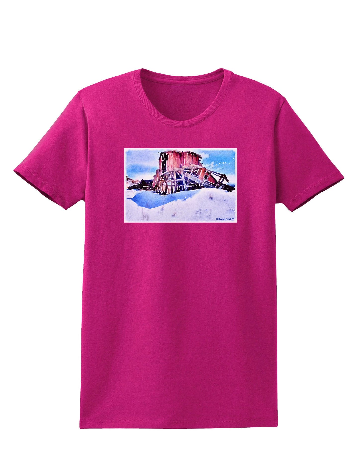 Victor Mines Colorado Watercolor Womens Dark T-Shirt-TooLoud-Hot-Pink-Small-Davson Sales
