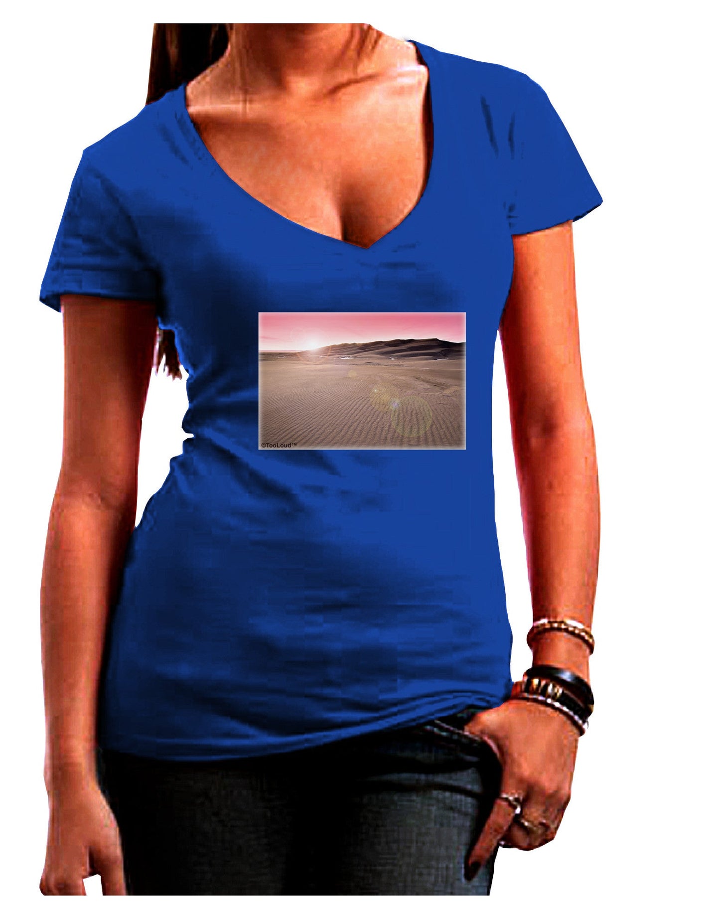 Victor Mines Pink Sunrise Womens V-Neck Dark T-Shirt-Womens V-Neck T-Shirts-TooLoud-Royal-Blue-Juniors Fitted Small-Davson Sales